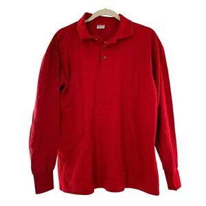 Red Polo Shirt Superior Uniform Group Large Waffle Knit Fabric Button-Up Shirt